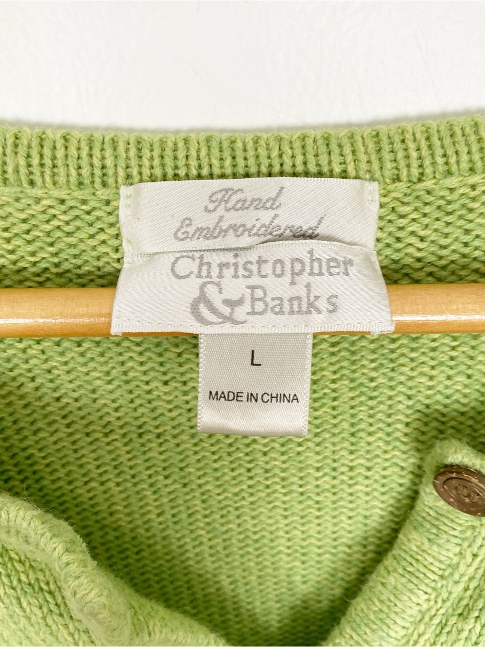 Christopher & Banks Cardigan Sweater Women's Size Large Hand Embroidered Nature - Picture 12 of 14